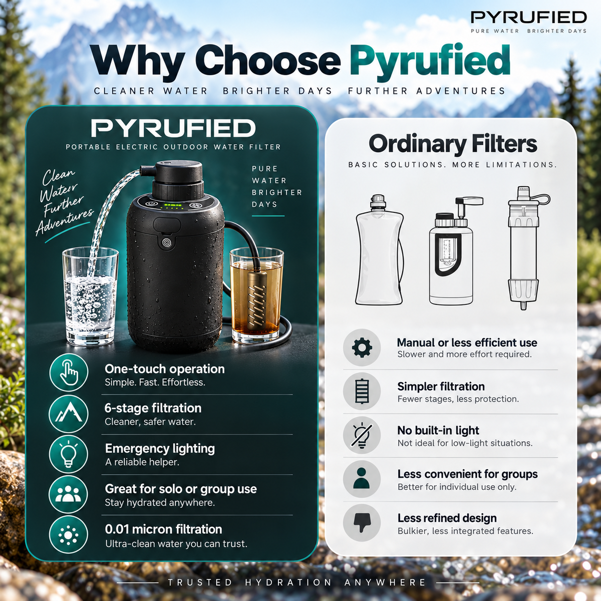 PYRUFIED Portable Electric Water Filter