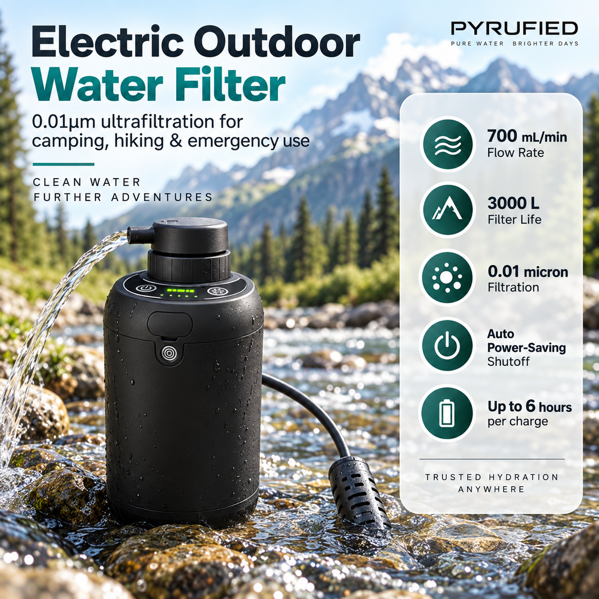 PYRUFIED Portable Electric Water Filter